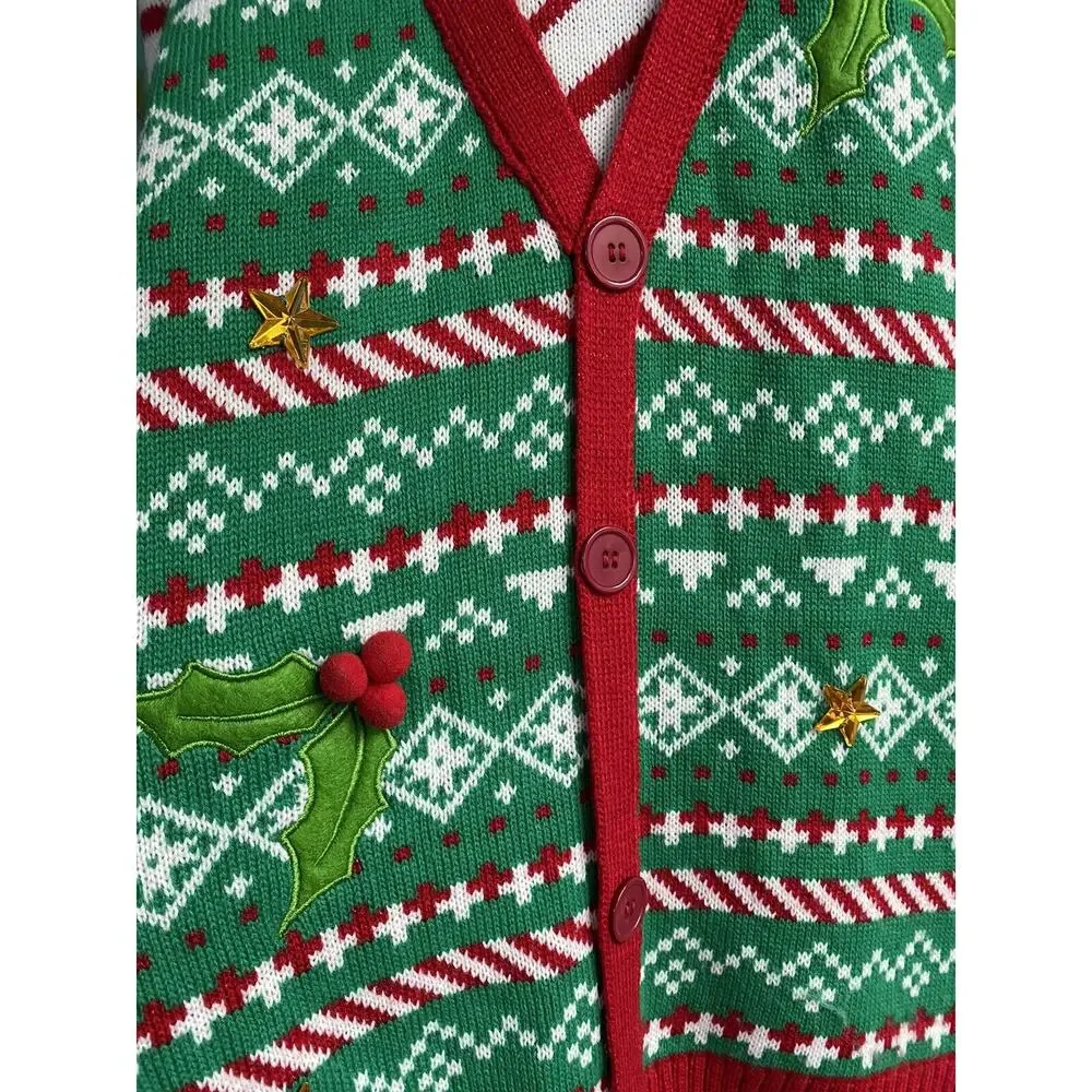 M Blizzard Bay Christmas Sweater Bow Tie Candy Cane Stripe